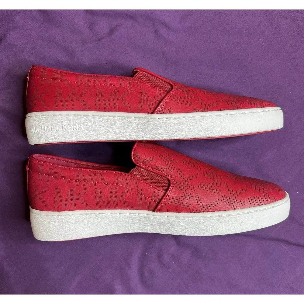 Michael Kors Keaton MK Logo Slip On Sneakers Raspberry 8.5